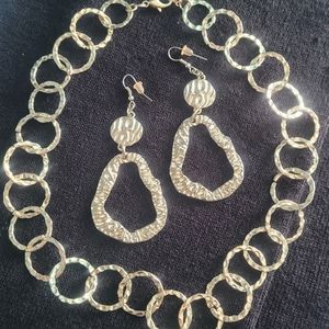 Gold earrings & necklace set